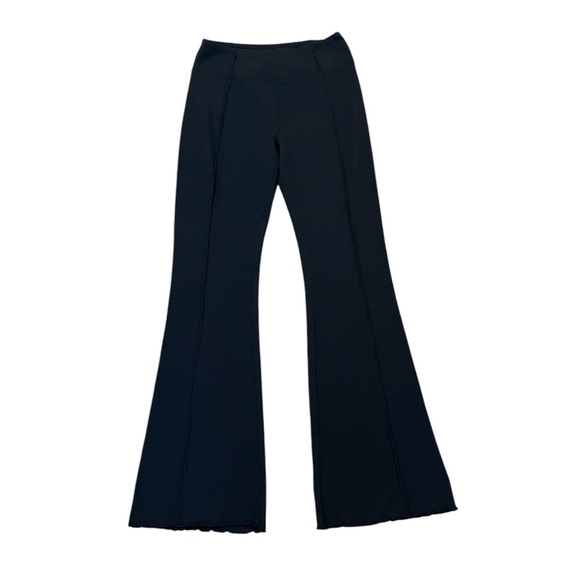 SO Flare Waffle High Rise Cotton Bootcut Pants Leggings Black Size: Large - Picture 1 of 3